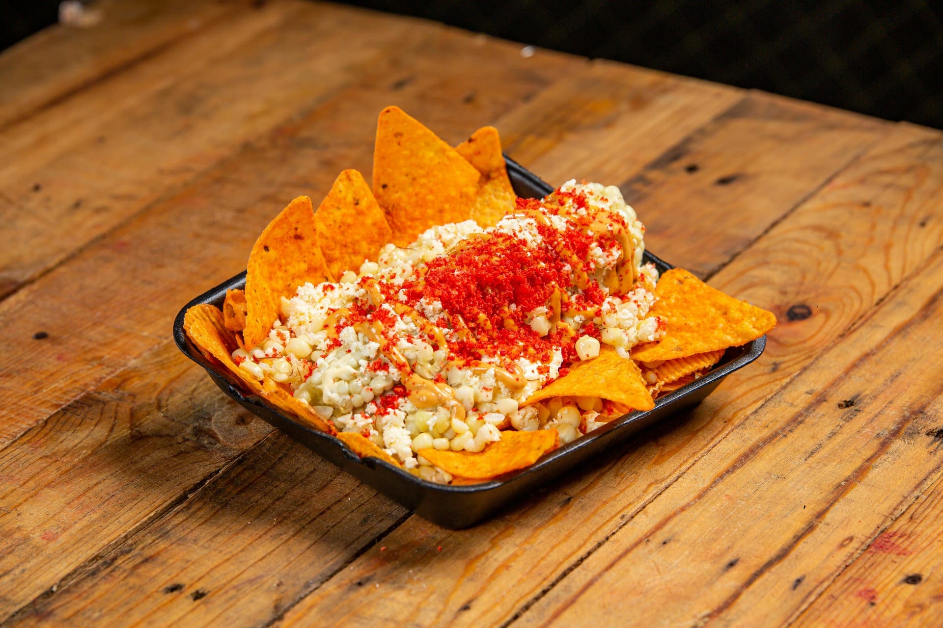 Traditional Corn Chip Taco Bowls built on a bed of Traditional Mitten Chips